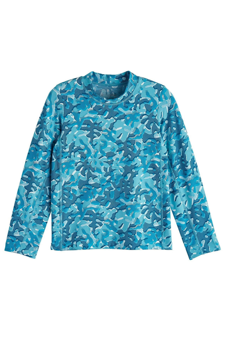 Kids' Surf Long Sleeve Swim Shirt | Aruba Blue Sea Camo position-6