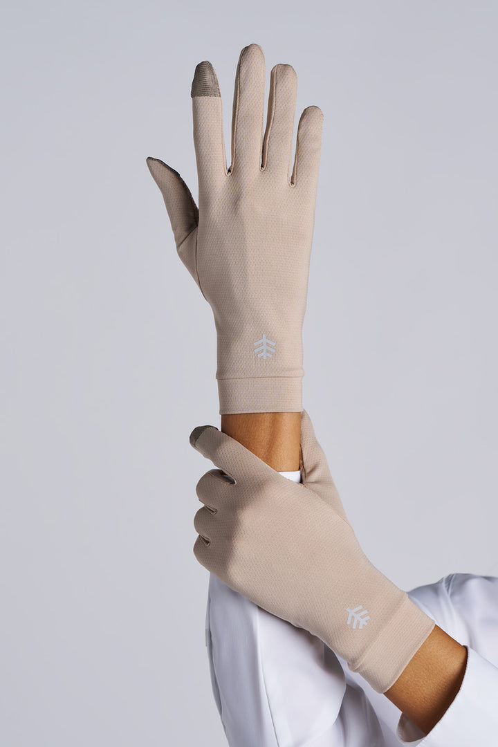 Full Finger UV Sun Gloves | Pale Khaki position-1