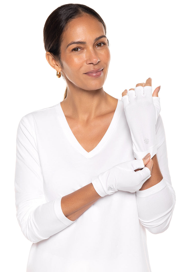 Fingerless UV Sun Gloves | White position-2