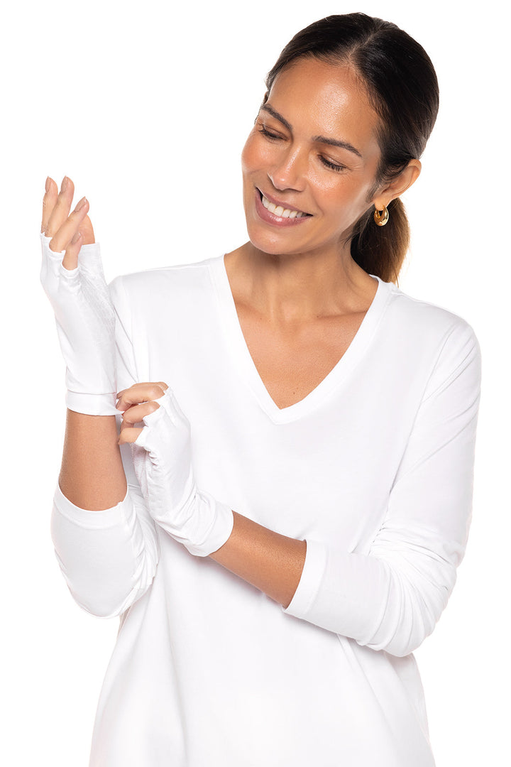 Fingerless UV Sun Gloves | White position-3