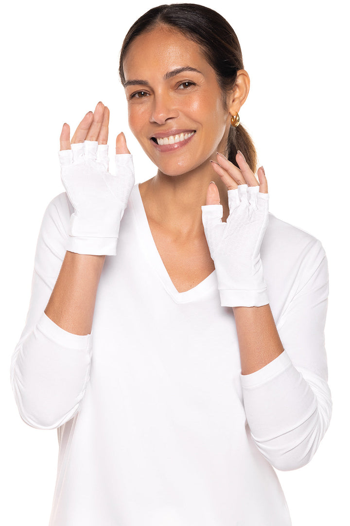 Fingerless UV Sun Gloves | White position-4