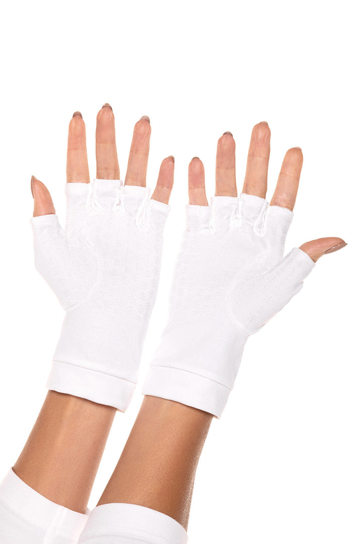 Fingerless UV Sun Gloves | White position-5