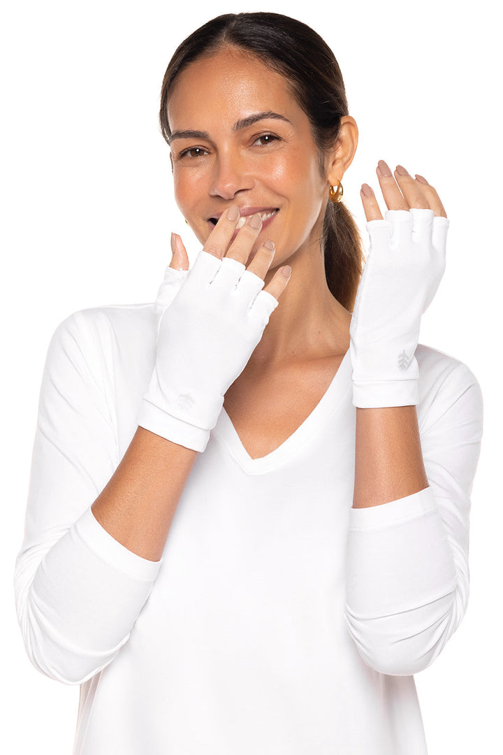 Fingerless UV Sun Gloves | White position-6