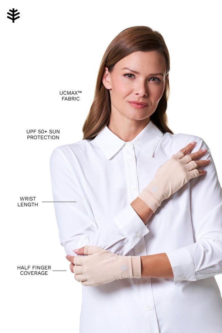 Fingerless UV Sun Gloves | Beige position-10