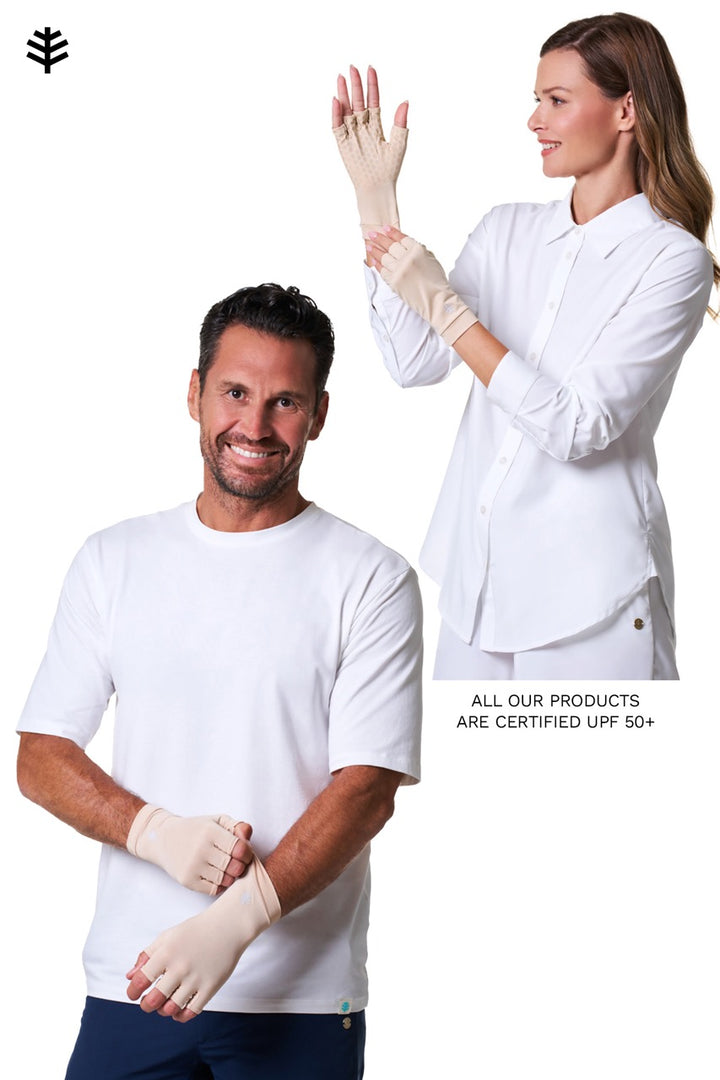 Fingerless UV Sun Gloves | Beige position-11