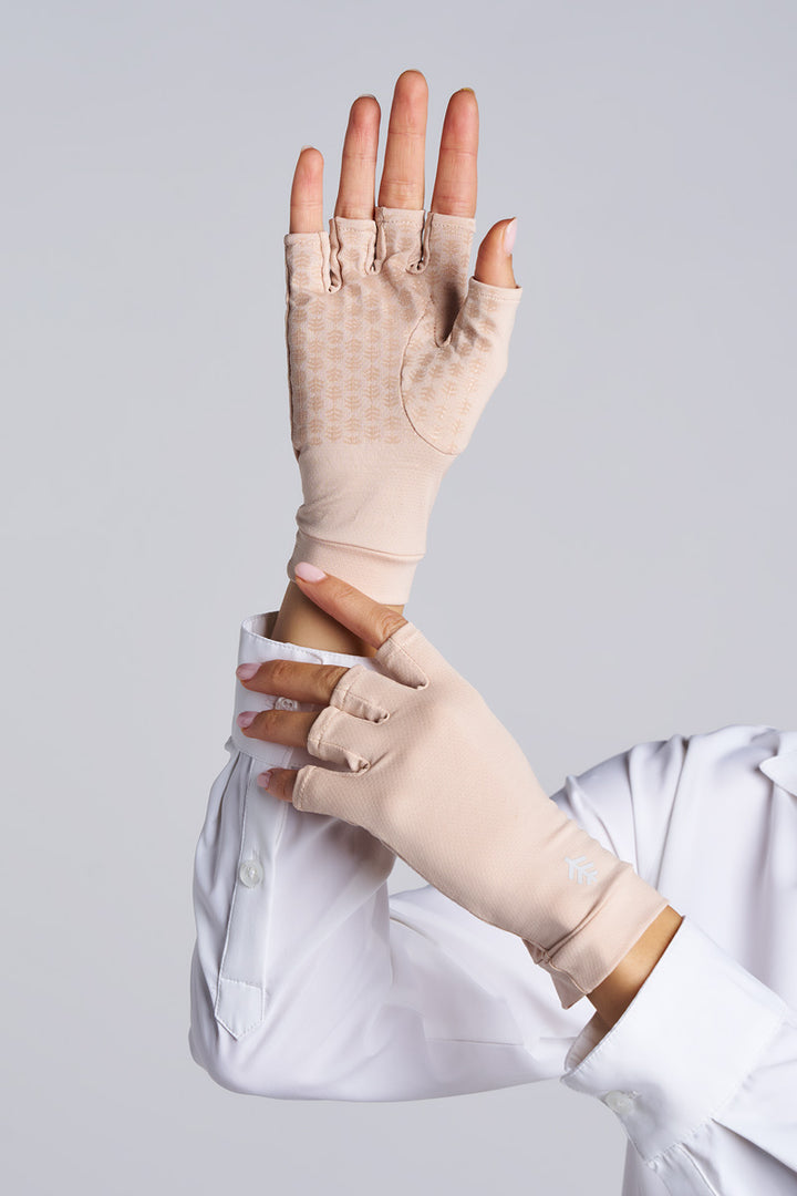 Fingerless UV Sun Gloves | Pale Khaki position-2