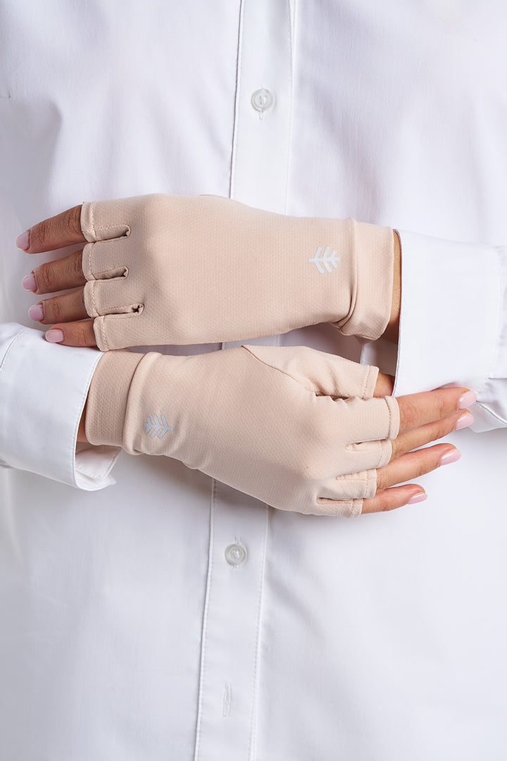 Fingerless UV Sun Gloves | Pale Khaki position-6