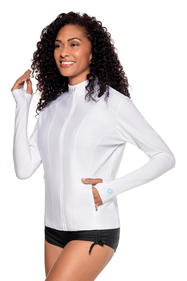 Women's Fitted Swim Jacket with Full Zip | White position-2