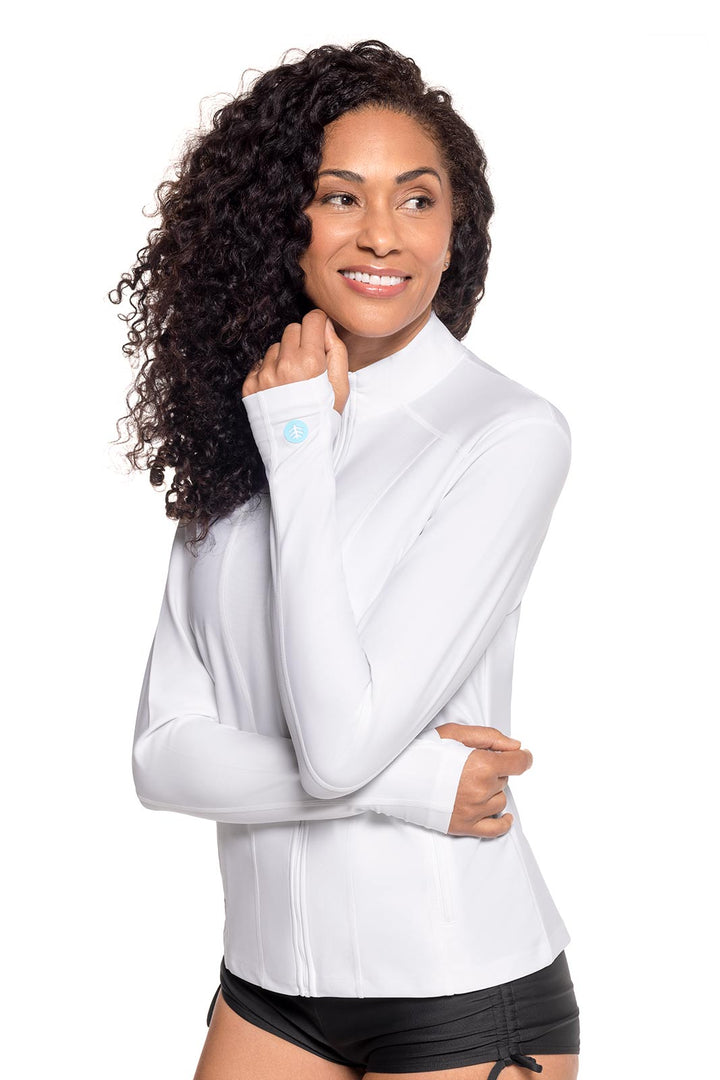 Women's Fitted Swim Jacket with Full Zip | White position-5