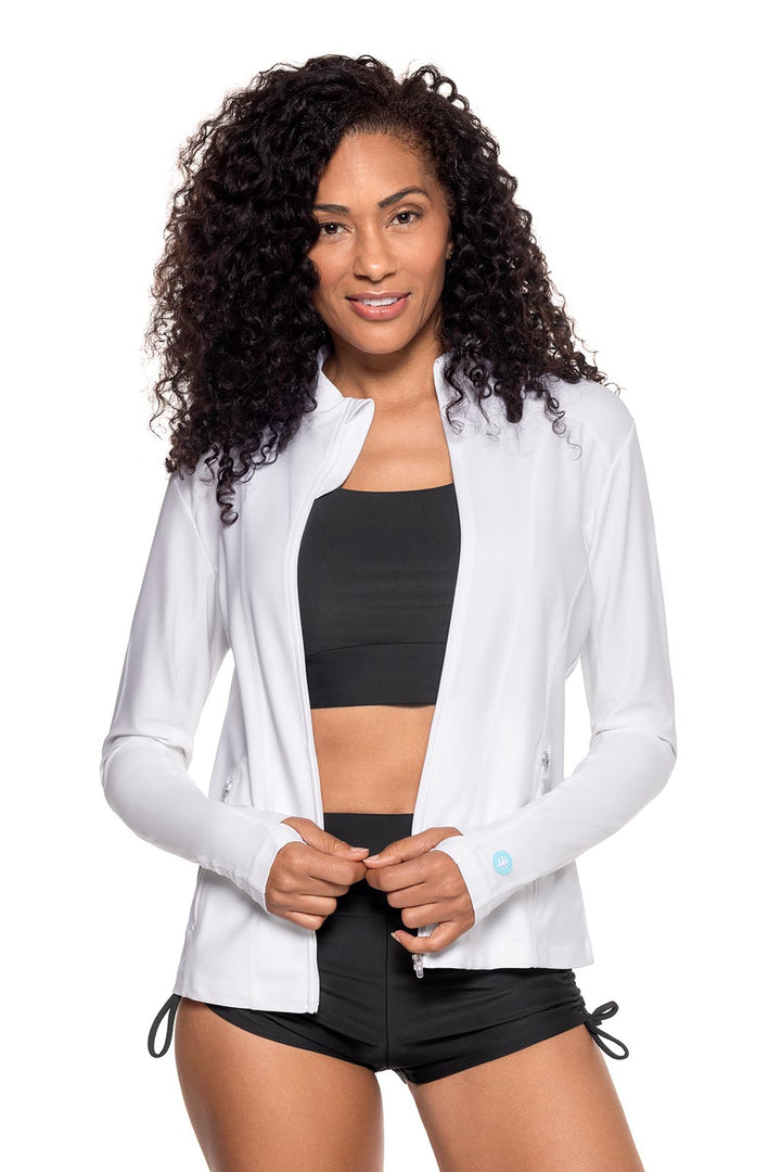 Women's Fitted Swim Jacket with Full Zip | White position-6