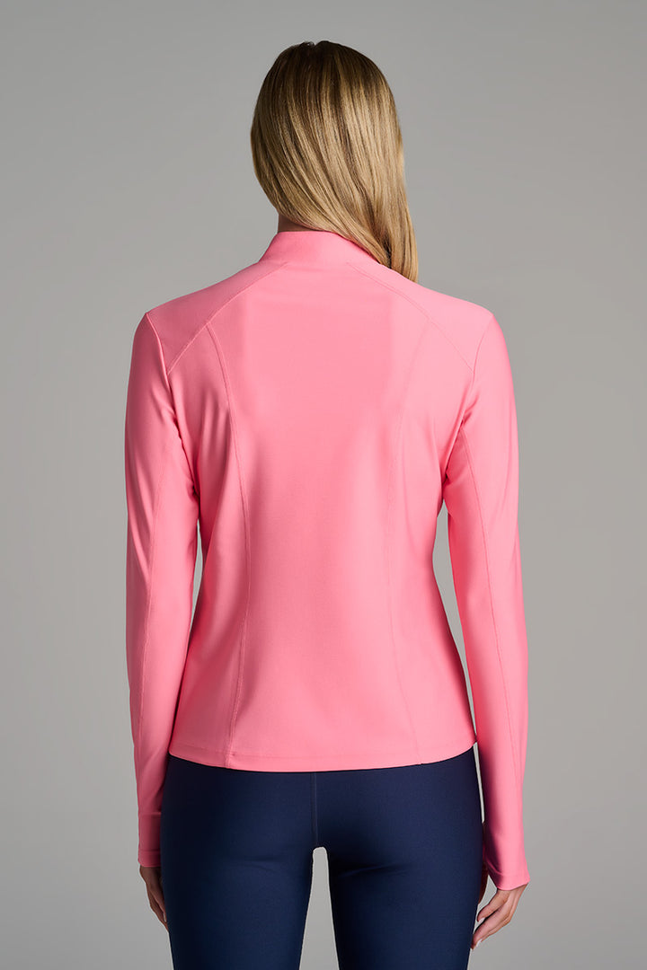 Women's Fitted Swim Jacket with Full Zip | Flamingo Pink position-2