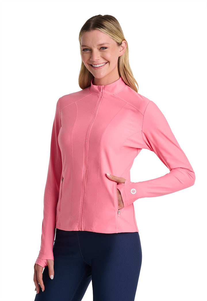 Women's Fitted Swim Jacket with Full Zip | Flamingo Pink position-3