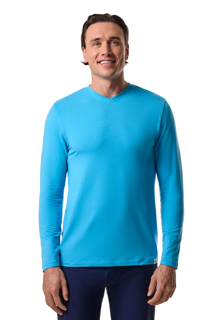 Men's V-Neck Long Sleeve T-Shirt | Malibu Blue position-7