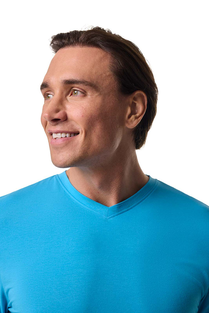 Men's V-Neck Long Sleeve T-Shirt | Malibu Blue position-5