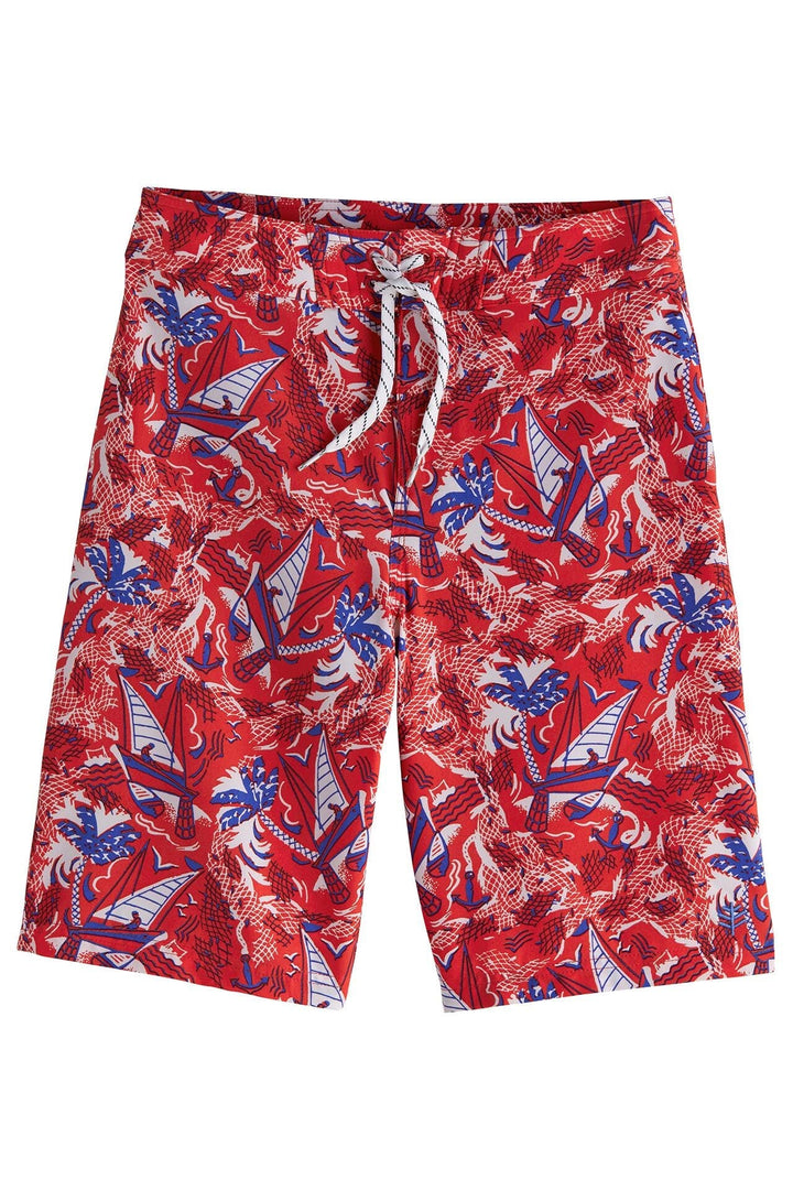 Boys' Swim Shorts | Radiant Red Anchors Away position-