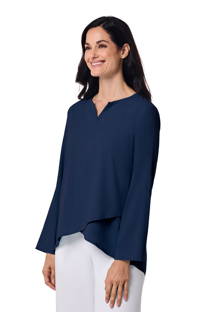 Women's Tunic Top with Roll-Up Sleeves | Navy position-3