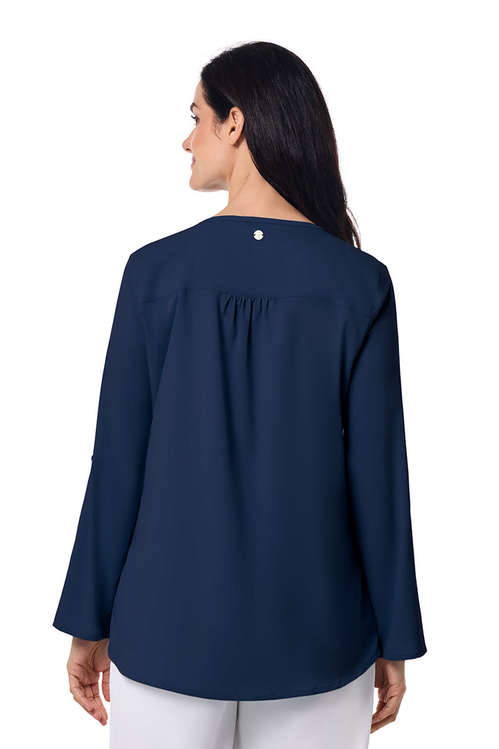 Women's Tunic Top with Roll-Up Sleeves | Navy position-4