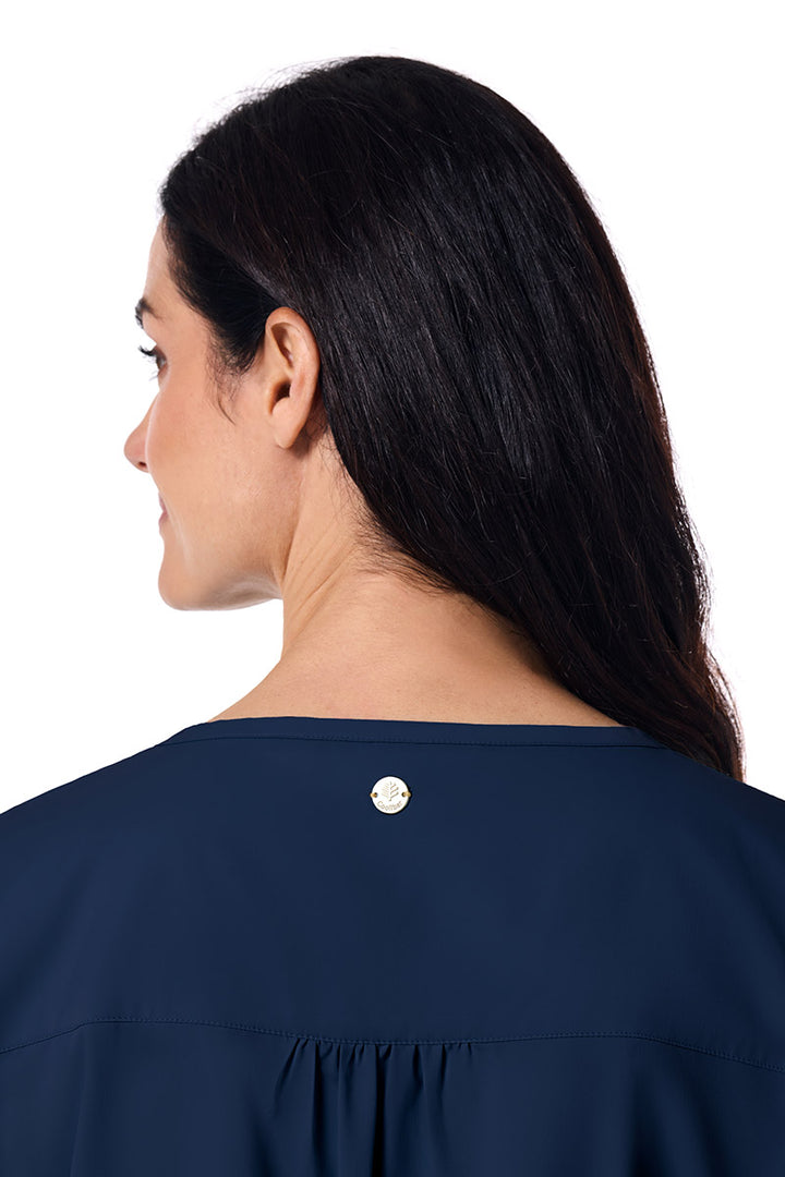 Women's Tunic Top with Roll-Up Sleeves | Navy position-5