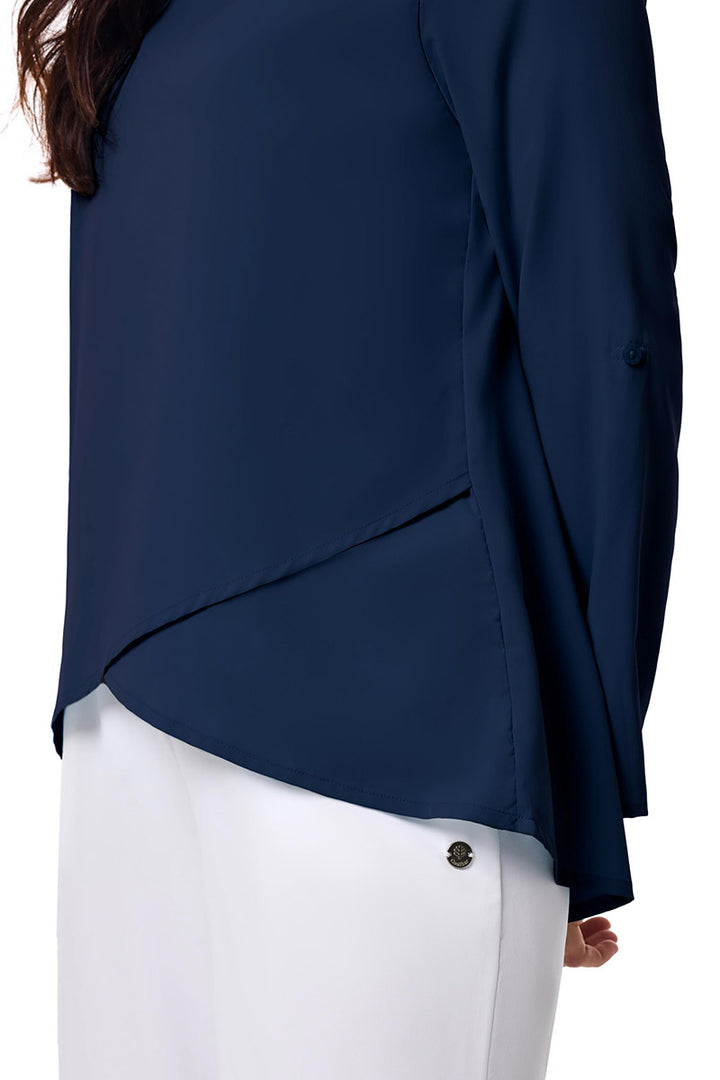 Women's Tunic Top with Roll-Up Sleeves | Navy position-6