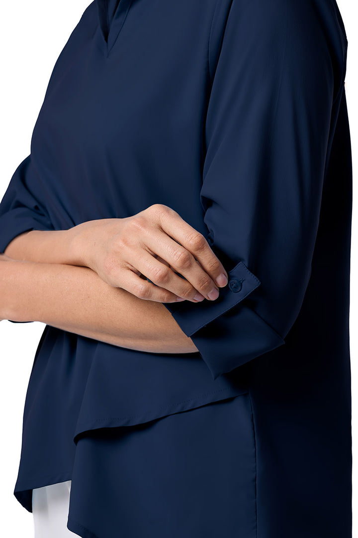 Women's Tunic Top with Roll-Up Sleeves | Navy position-7