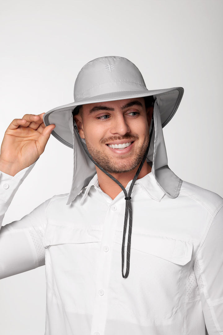 Floating Boating Hat with Neck Drape | Light Grey position-1