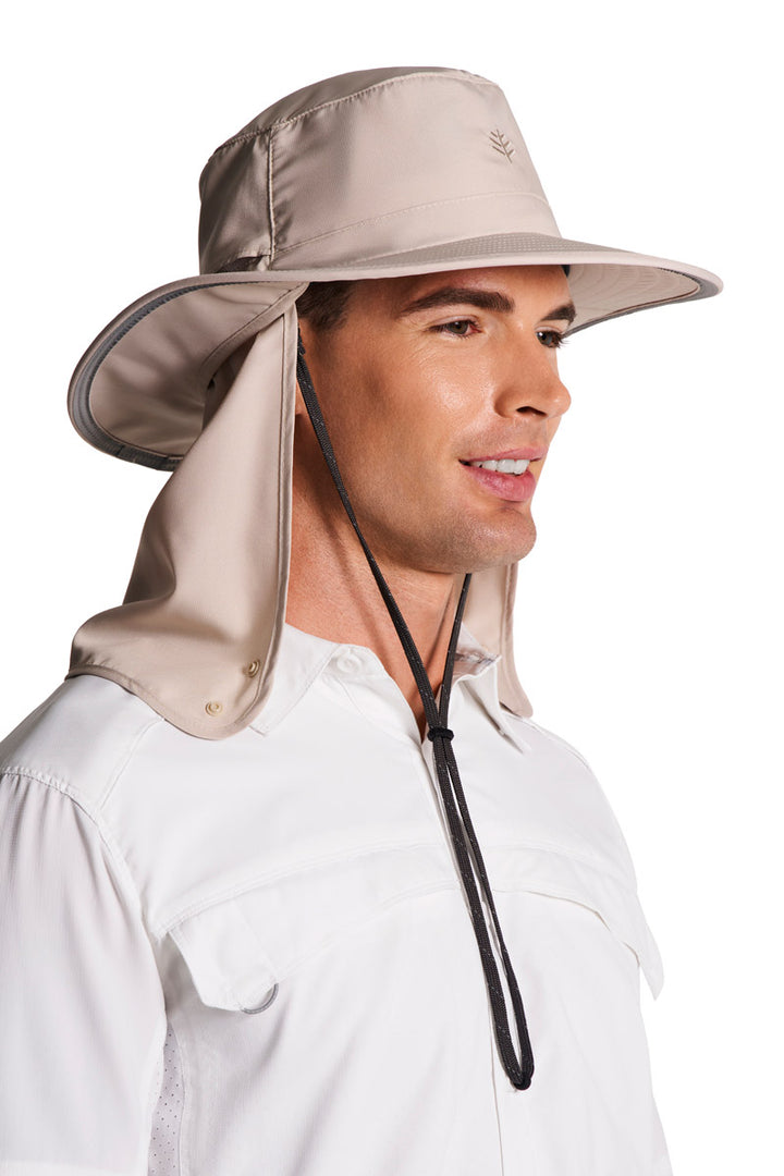 Floating Boating Hat with Neck Drape | Stone position-2