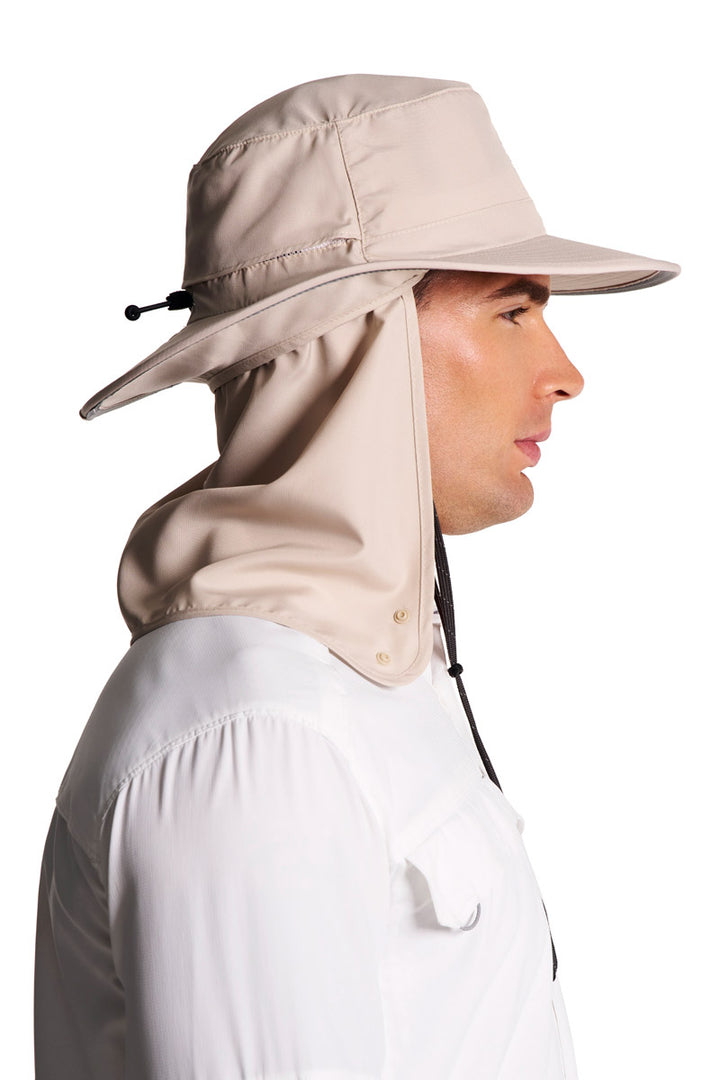 Floating Boating Hat with Neck Drape | Stone position-3