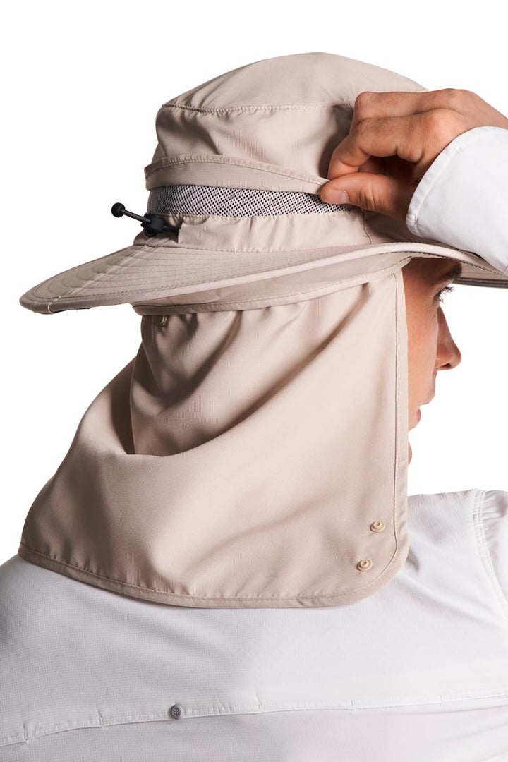 Floating Boating Hat with Neck Drape | Stone position-6