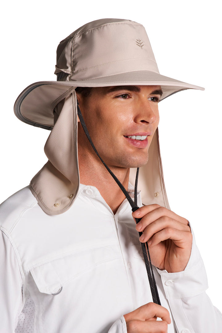 Floating Boating Hat with Neck Drape | Stone position-7