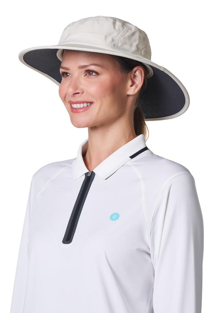 Performance Golf Hat with Wide Brim | Stone position-6