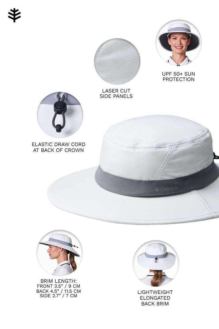 Performance Golf Hat with Wide Brim | White/Steel Grey position-3