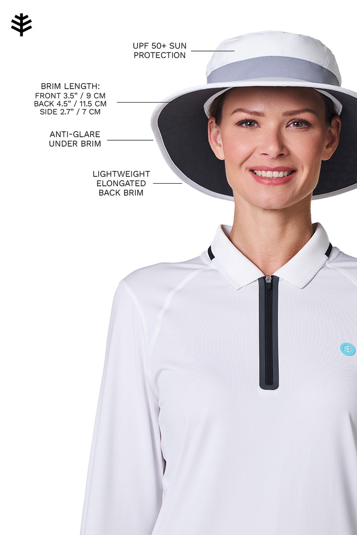 Performance Golf Hat with Wide Brim | White/Steel Grey position-4