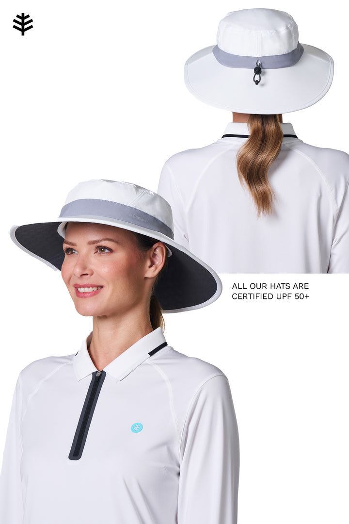Performance Golf Hat with Wide Brim | White/Steel Grey position-5