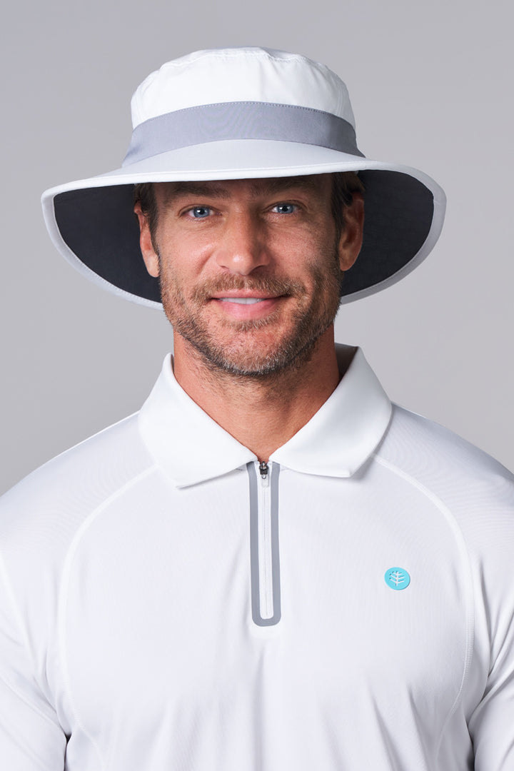 Performance Golf Hat with Wide Brim | White/Steel Grey position-1