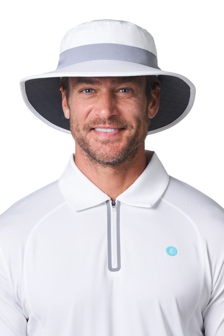 Performance Golf Hat with Wide Brim | White/Steel Grey position-6