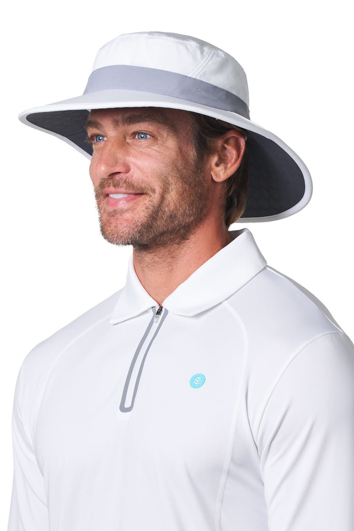 Performance Golf Hat with Wide Brim | White/Steel Grey position-7