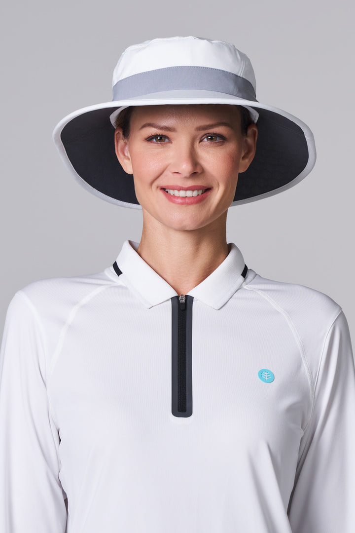 Performance Golf Hat with Wide Brim | White/Steel Grey position-2