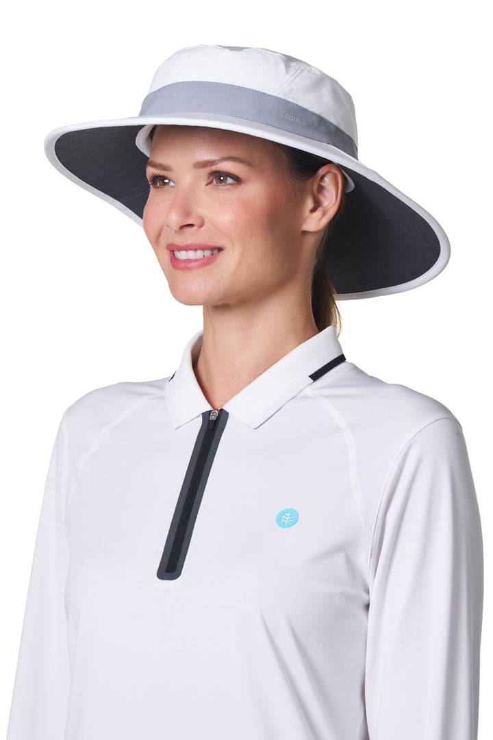 Performance Golf Hat with Wide Brim | White/Steel Grey position-10