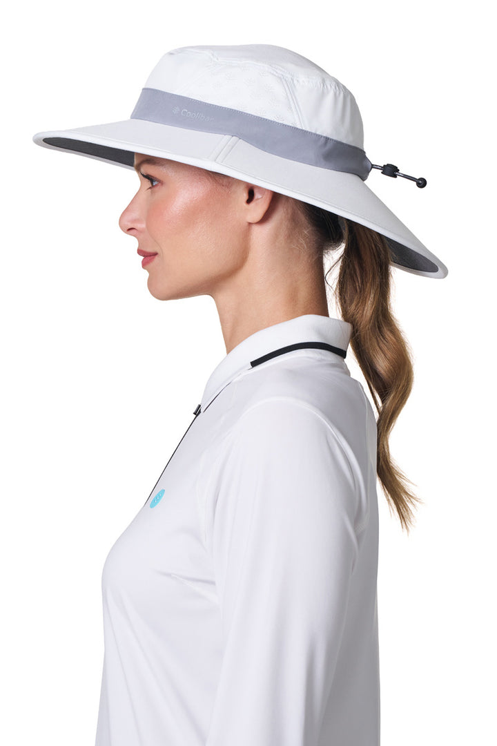 Performance Golf Hat with Wide Brim | White/Steel Grey position-11