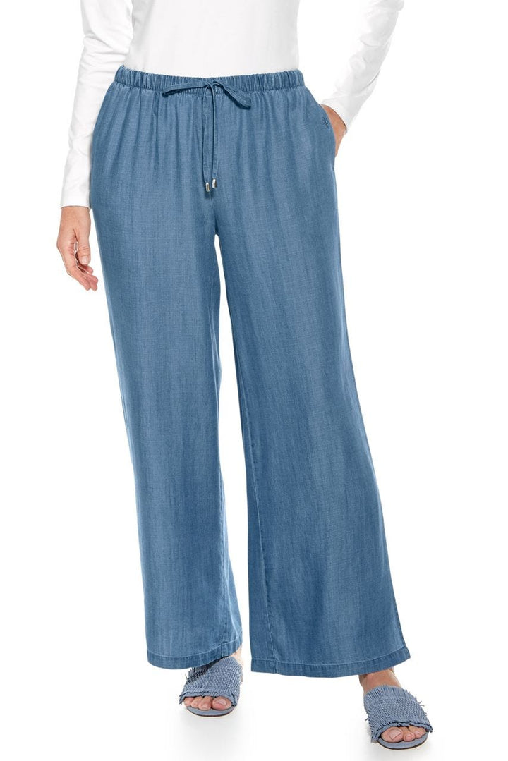 Women's Chambray Wide Leg Pants | Light Indigo position-1