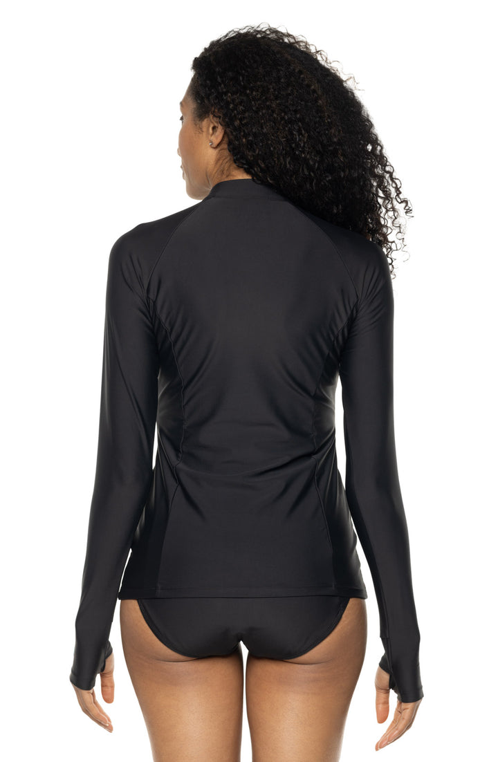 Women's Zip Rash Guard | Black position-3