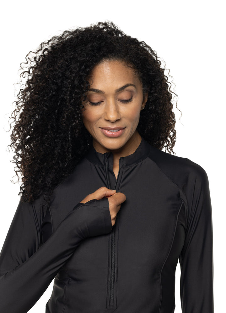 Women's Zip Rash Guard | Black position-5