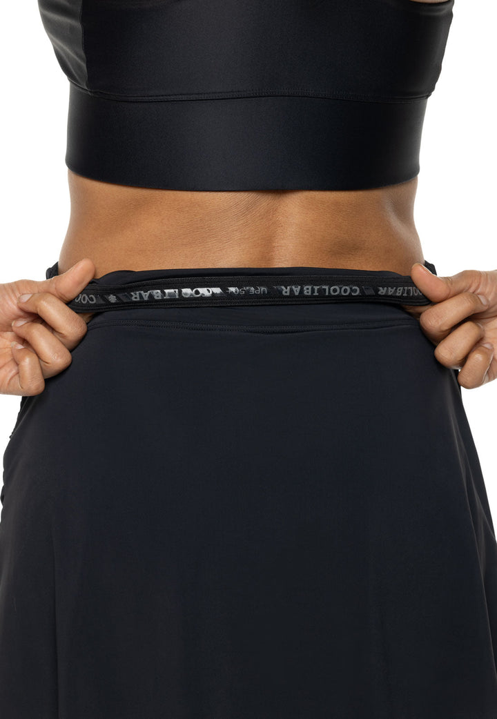 Women's Swim Skort with Wrap Detail | Black position-7