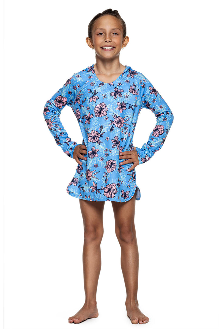 Girls' Swim Cover-Up | Clear Sky Blue TROPICAL DAZE position-1