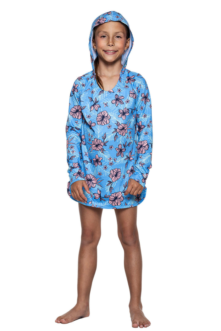 Girls' Swim Cover-Up | Clear Sky Blue TROPICAL DAZE position-4