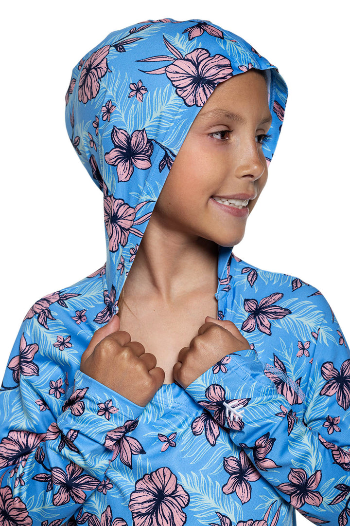 Girls' Swim Cover-Up | Clear Sky Blue TROPICAL DAZE position-5