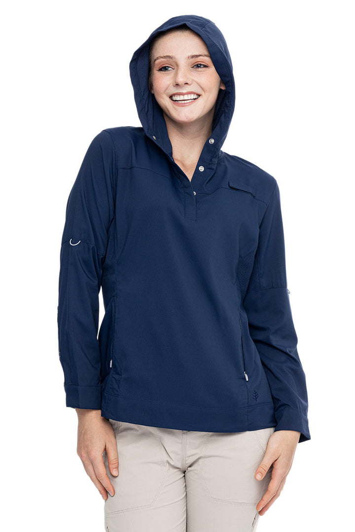 Women's Henley Hoodie | Navy position-4