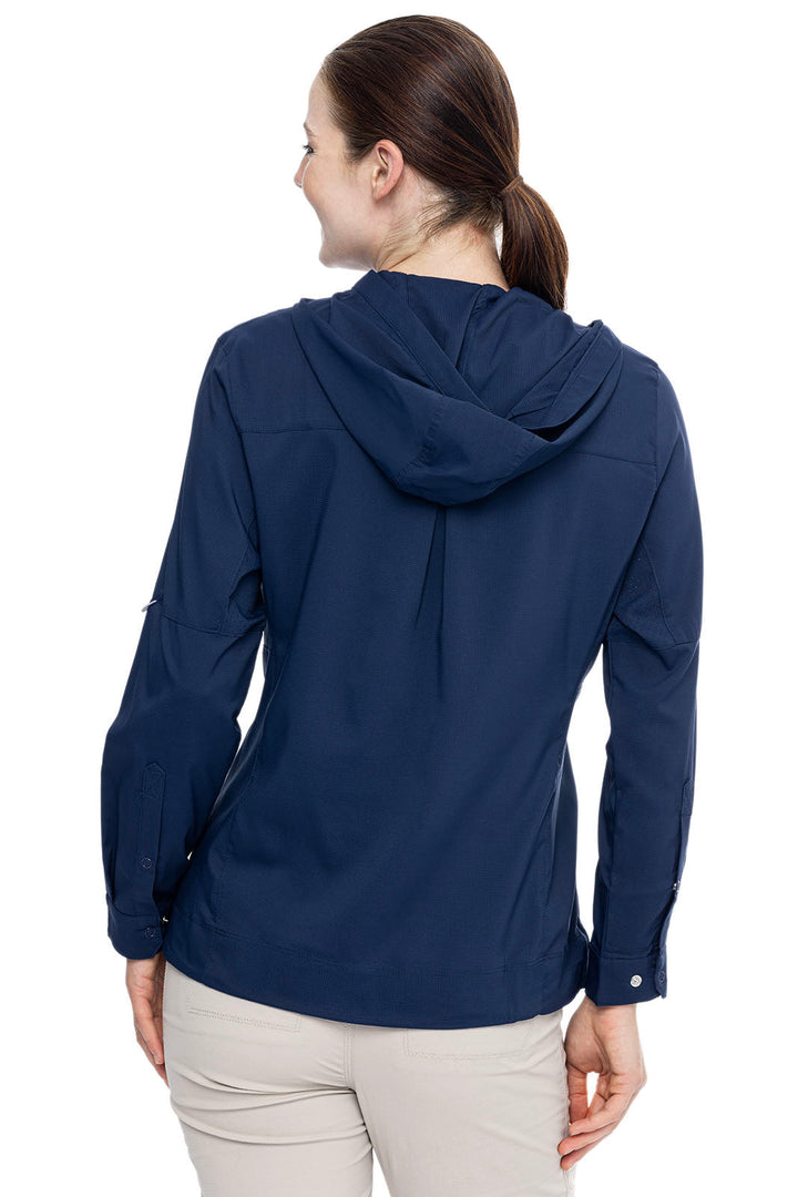 Women's Henley Hoodie | Navy position-2