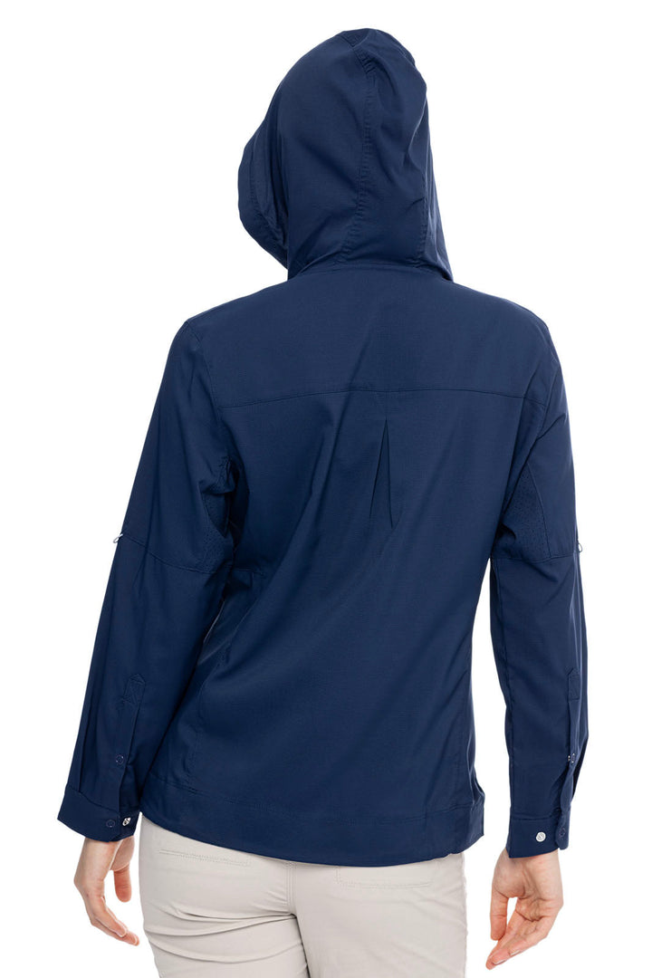 Women's Henley Hoodie | Navy position-5