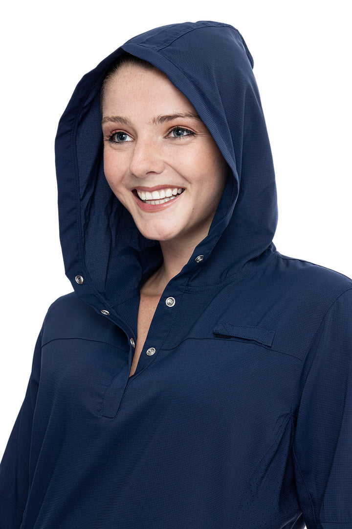 Women's Henley Hoodie | Navy position-6